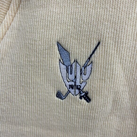 women's Cutter & Buck Vest MEDIUM yellow knit white stripe embroider logo cotton - Picture 14 of 16